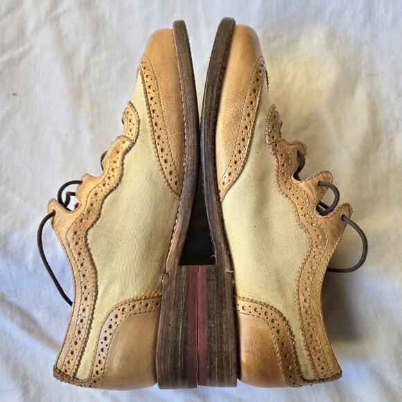 Bed Stu Doris Llama Women's Leather Wingtip Oxfords Shoes Tan/Cream Size 7.5 - Picture 6 of 10